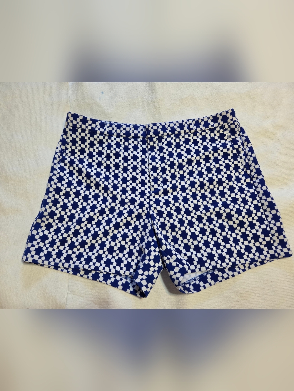 Banana Republic Blue & White Patterned Women's Shorts With Pockets Sz 12